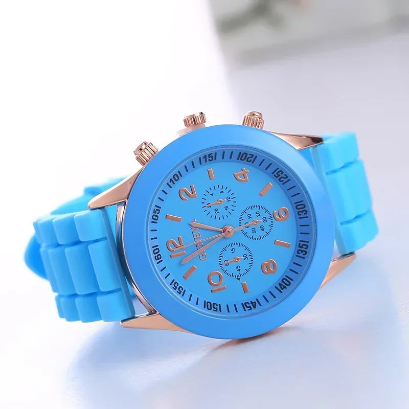 MOONBIFFY - Montre Femme 2025 Silicone Colorée - Chronographe Sport - Date - Chiffres Arabes - Cadeau