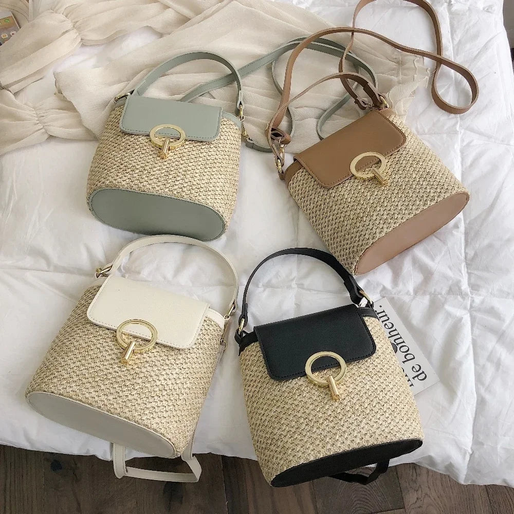 Sac à Main Femme Tressé Plage 2025 Tendance Coréenne - Sac Seau Bandoulière Fashion