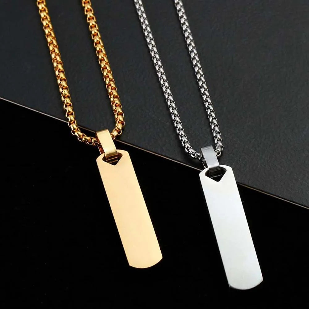 Collier Chaîne Clavicule Homme Barre Rectangle Géométrique - Acier Inoxydable Tendance