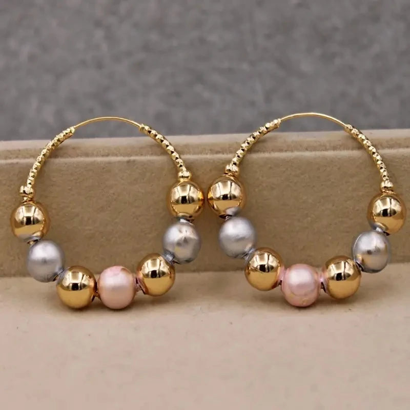 Boucles d'Oreilles Femmes Perles Dorées - Bijou Femme Élégant