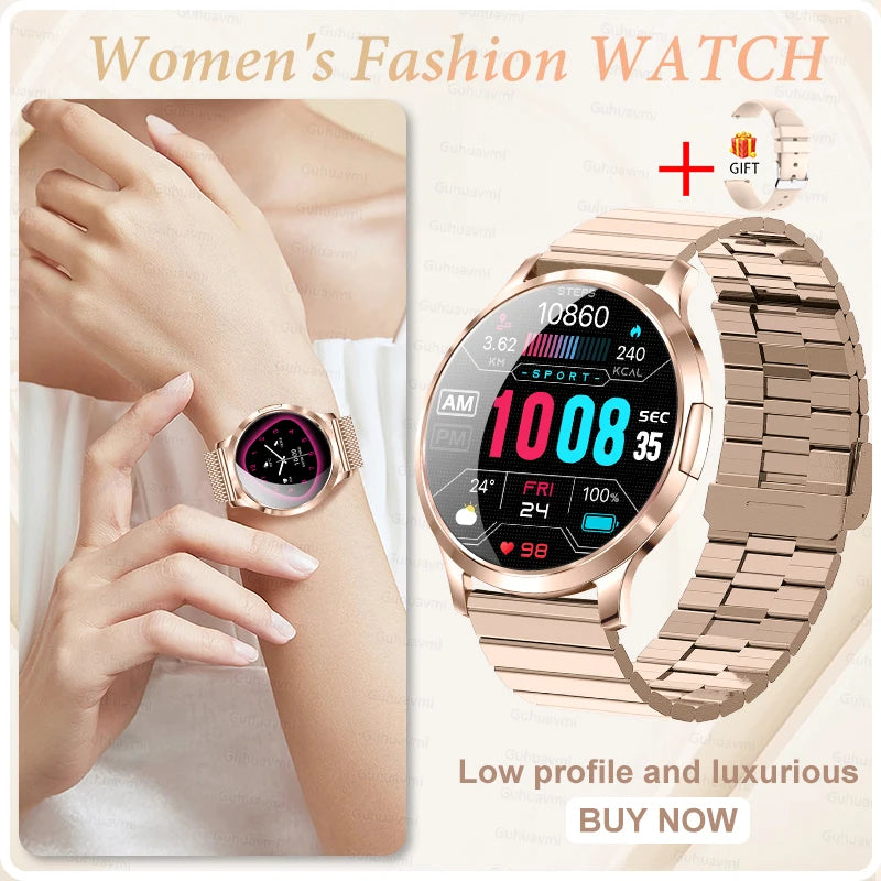 Montre Connectée Femme GUHUAVMI 2026 – Écran AMOLED 1.32", Appels Bluetooth, Suivi Santé & 100+ Sports