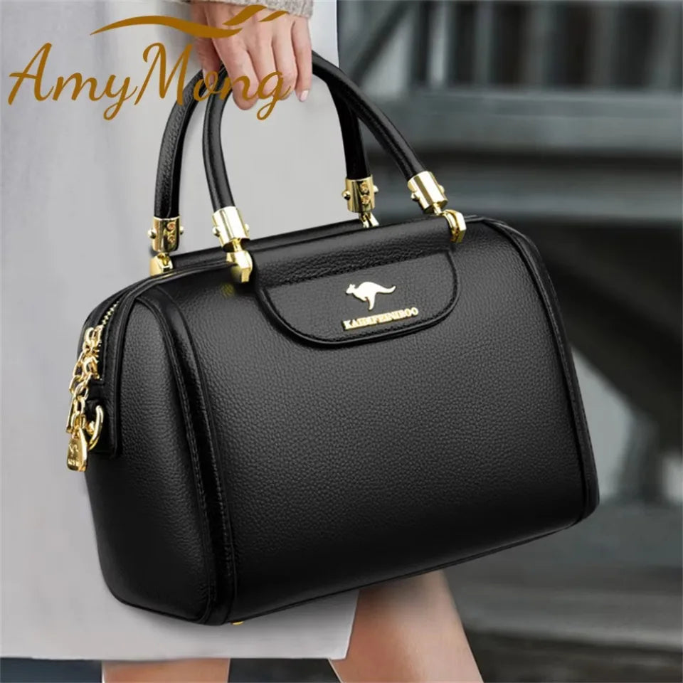 Sac à Main Femme Boston Cuir PU Luxe 2025 - Grand Sac à Main Bandoulière AMYMANG