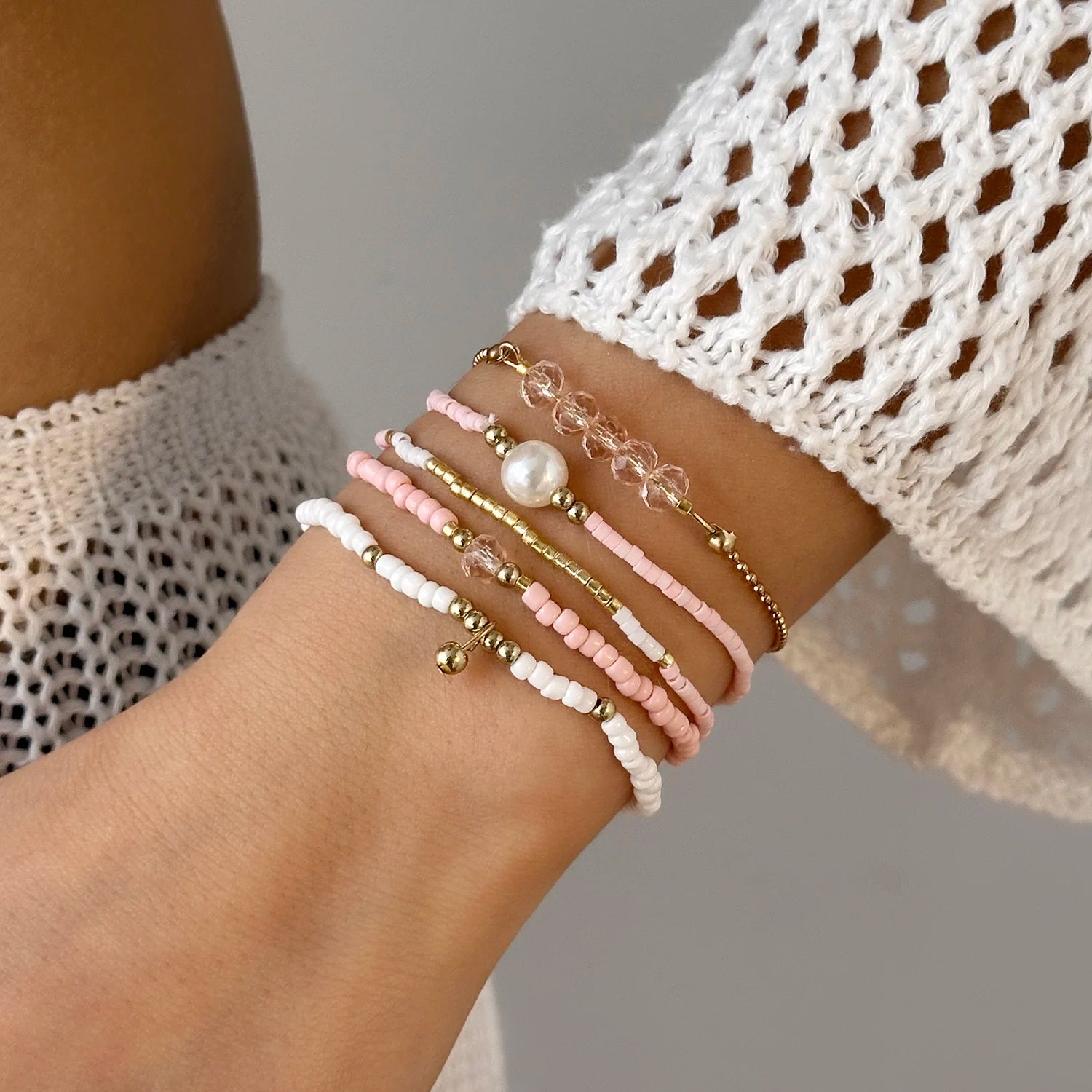 Bracelet Fait Main Perles Cristal Noir Femme - Minimaliste Élastique Été