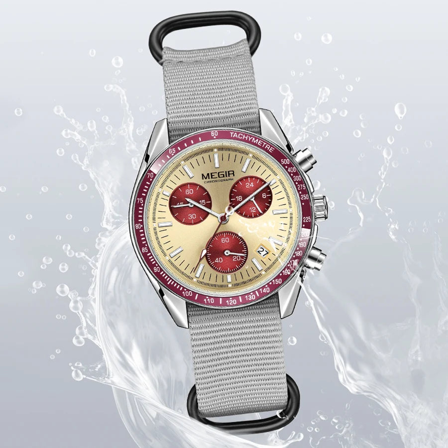 MEGIR - Montre Homme 2247 Chronographe Sport Canvas