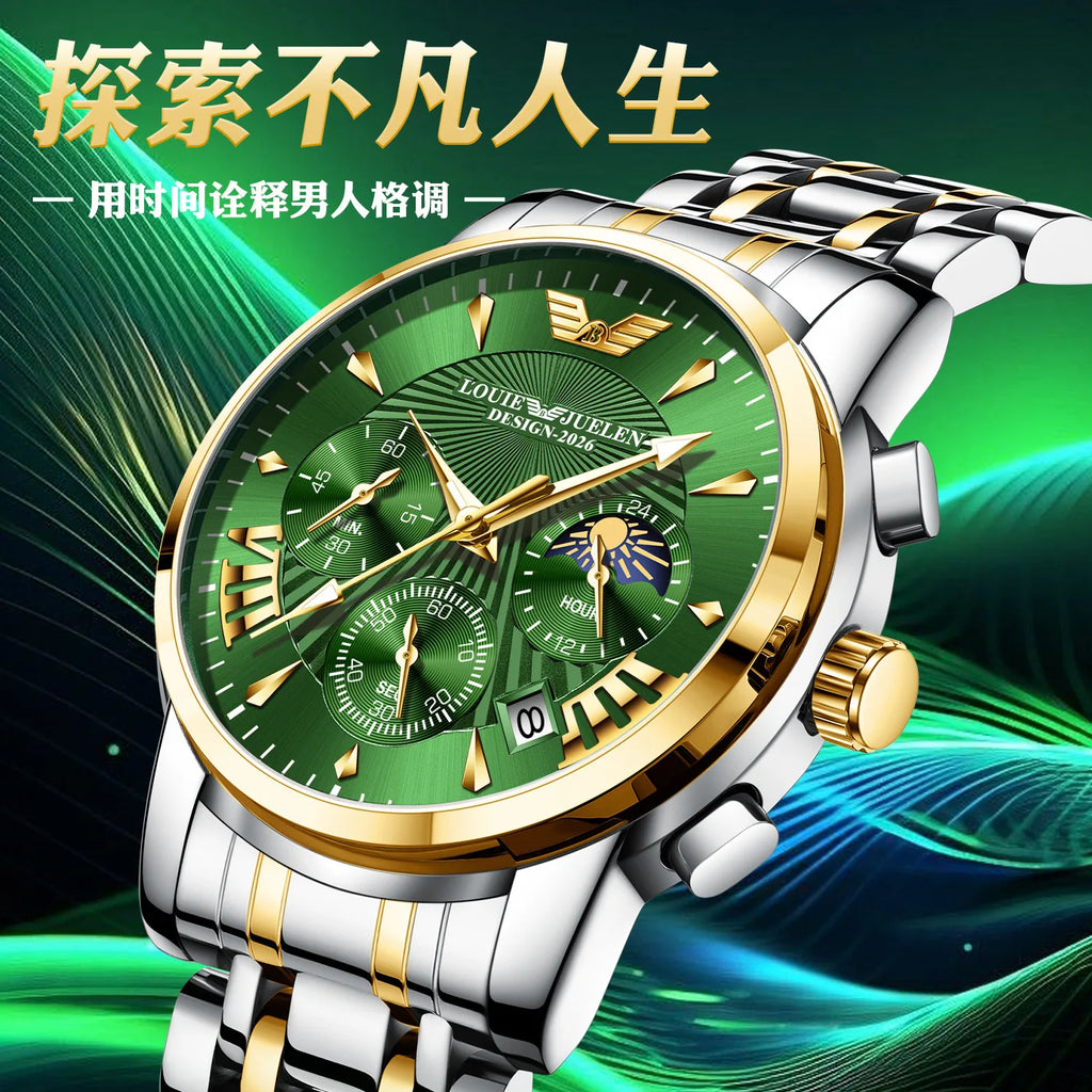 Montre Homme LOUIE JUELEN 2026 - Chronographe Multifonction Soleil Lune Étoiles