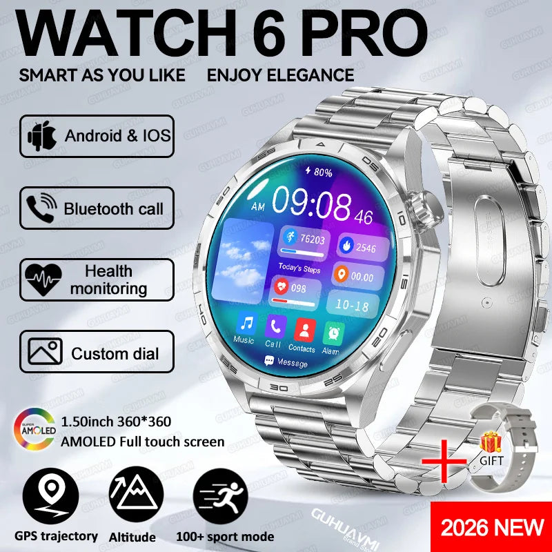 Montre Connectée Saphir 2026 GPS Homme Femme - Appels Bluetooth & Assistant Vocal