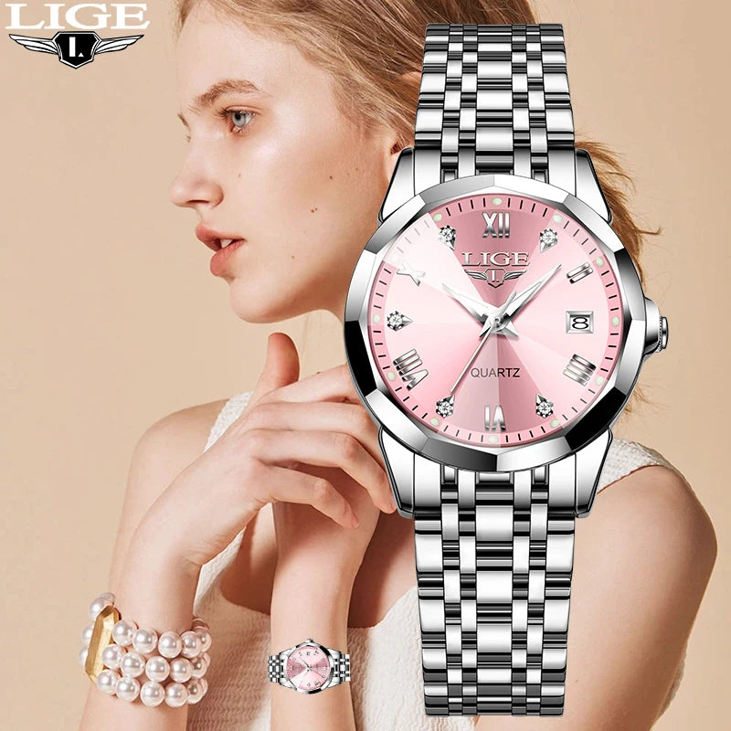 Montre Femme LIGE Élégante Ultra-Mince - Style Nordique Minimaliste Acier Inoxydable