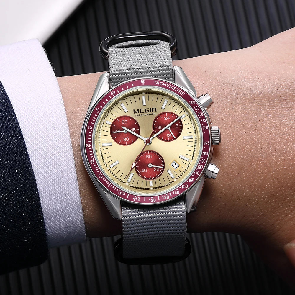 MEGIR - Montre Homme 2247 Chronographe Sport Canvas
