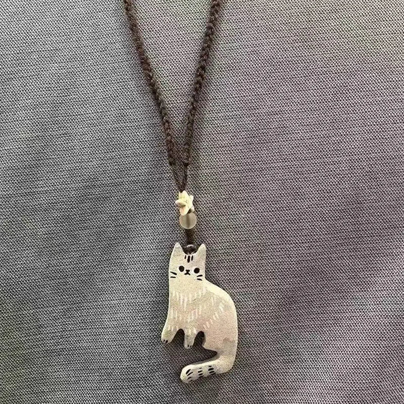 Collier Pendentif Chat Mignon Rétro Perles Étoiles - Bijou Femme Ethnique