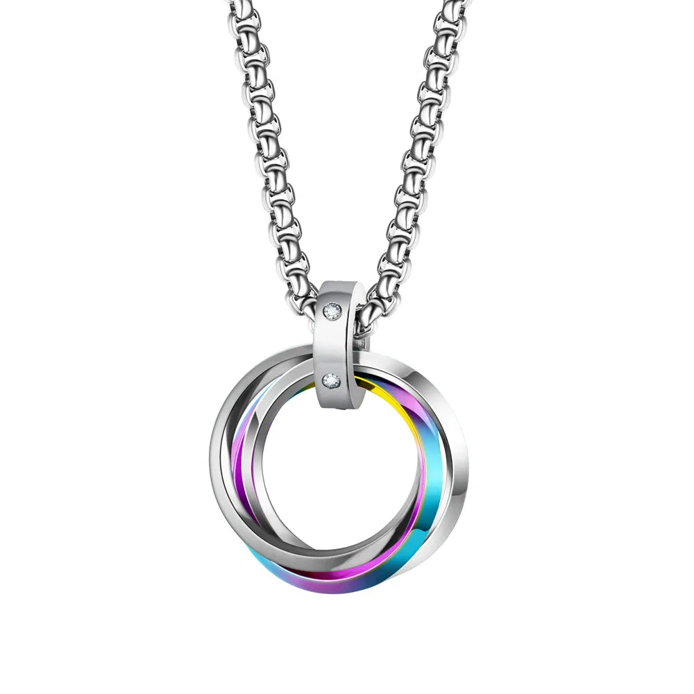 Collier à Trois Cercles Entrelacés Acier Inoxydable - Minimaliste Unisexe Bohème
