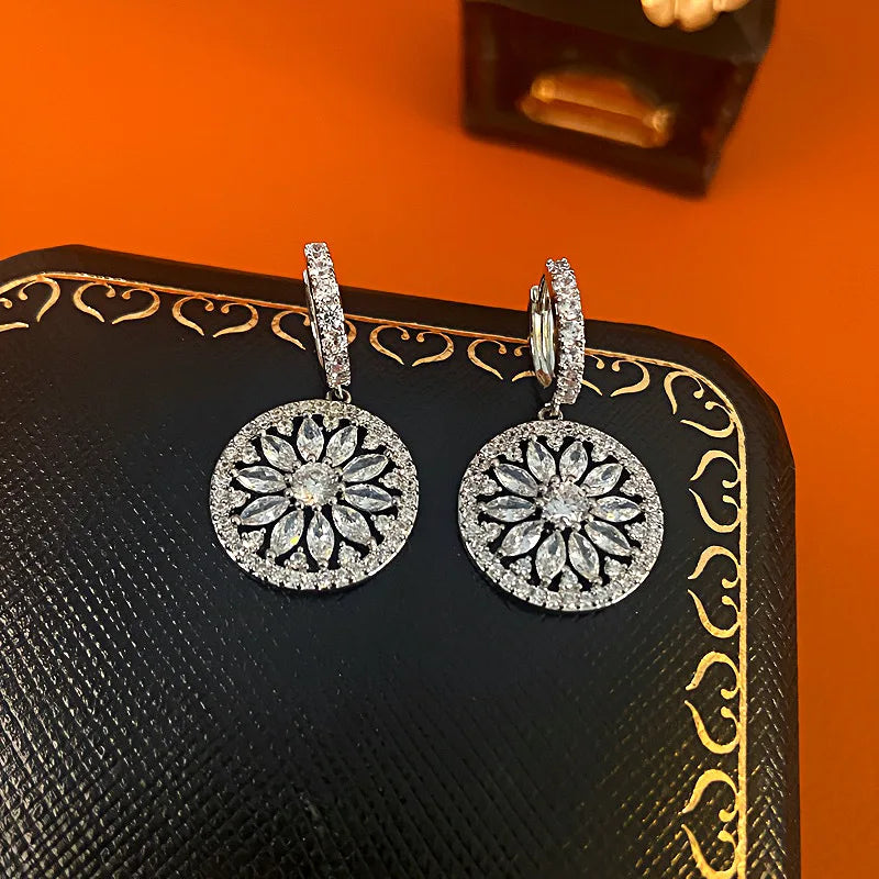 Boucles d'Oreilles Femmes Luxe Fleur Zircon - Bijou Femme Mariage