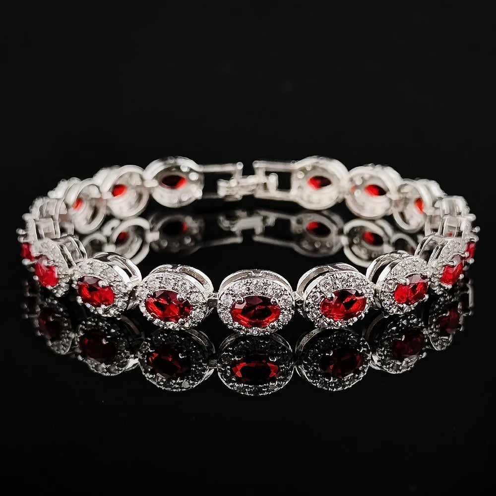 Bracelet Luxe Zircone Cubique Femme - Bleu Rouge Vert Noir Anniversaire