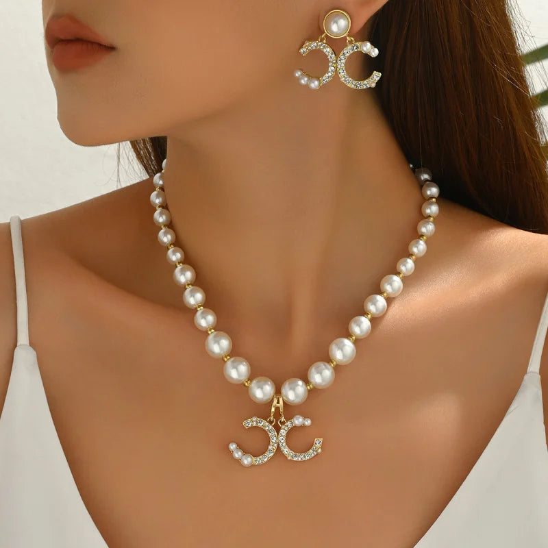 Collier et Boucles d'Oreilles Vintage - Parure Bijoux Femme Luxe