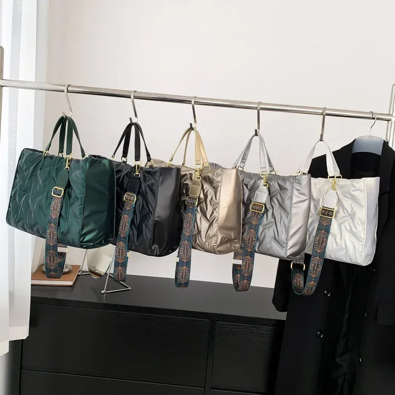 Sac à Main Femme Matelassé Nylon - Cabas Fourre-Tout Rembourré Hiver Designer
