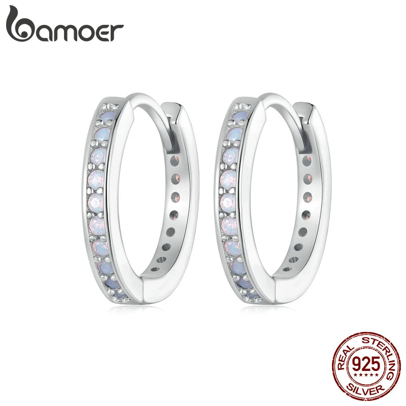 Boucles d'Oreilles Femmes Argent 925 Opale Rose - Bijou Femme Élégant