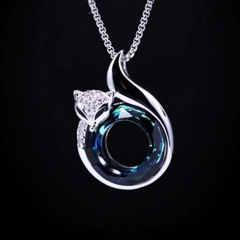 Collier Femme Pendentif Renard Cristal - Bijou Vintage Cœur Indie