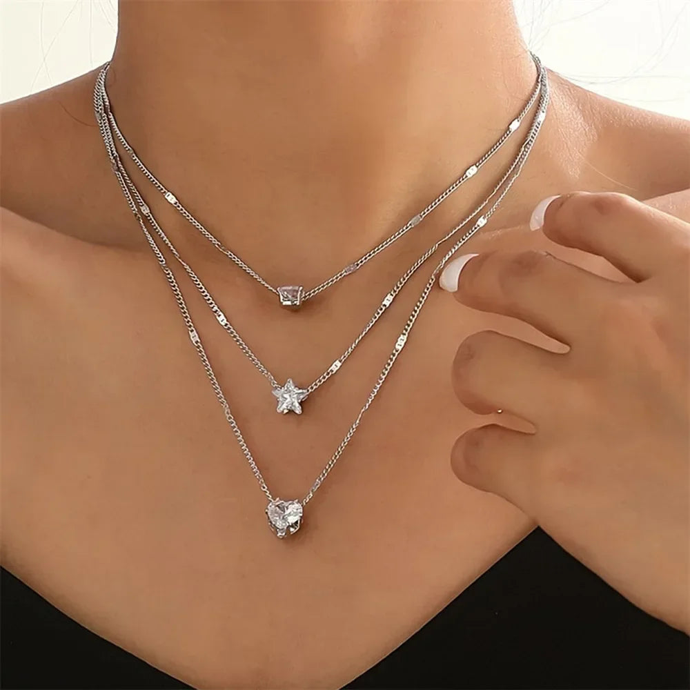 Collier Rond à Trois Rangs Argent Sterling 925 Femme - Chaîne Simple Minimaliste