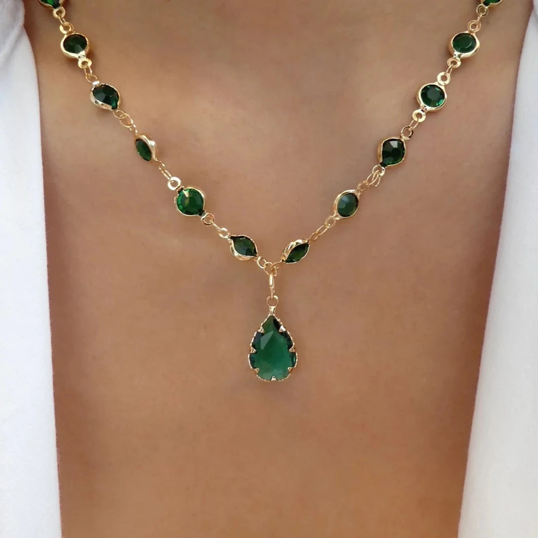 Collier Ras du Cou Rétro Cristal Arc-en-Ciel - Zircon Coloré Chaîne Clavicule Femme