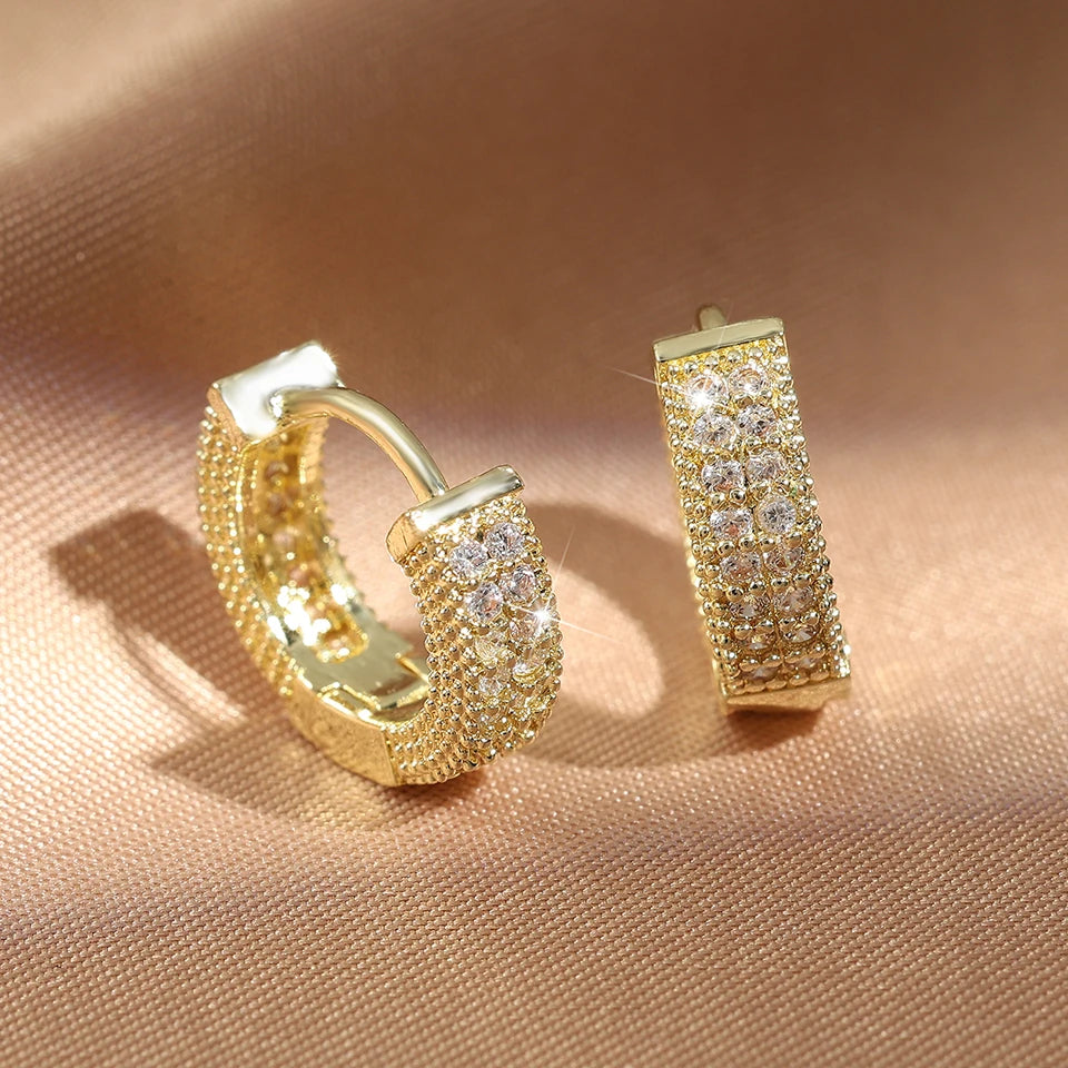 Boucles d'Oreilles Femmes Pendantes Zircon Doré - Bijou Femme Élégant