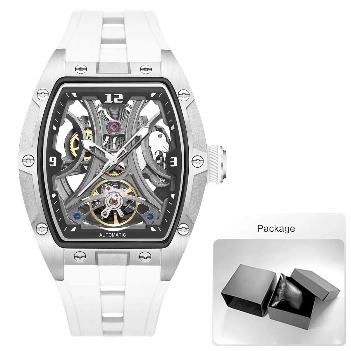 MEGIR - Montre Homme MEGIR 2245 Mécanique Automatique Squelette Sport - Cadran Creux Transparent - Tonneau Acier