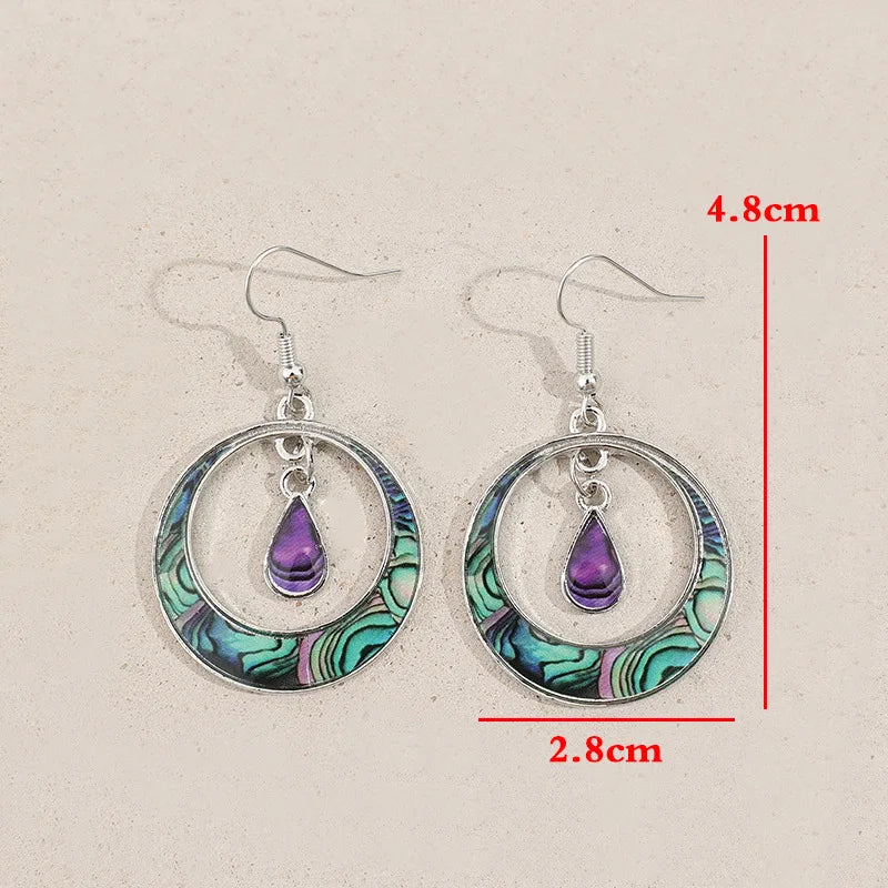 Boucles d'Oreilles Femmes Pendantes Vintage Pierre Violette - Bijou Femme Argenté