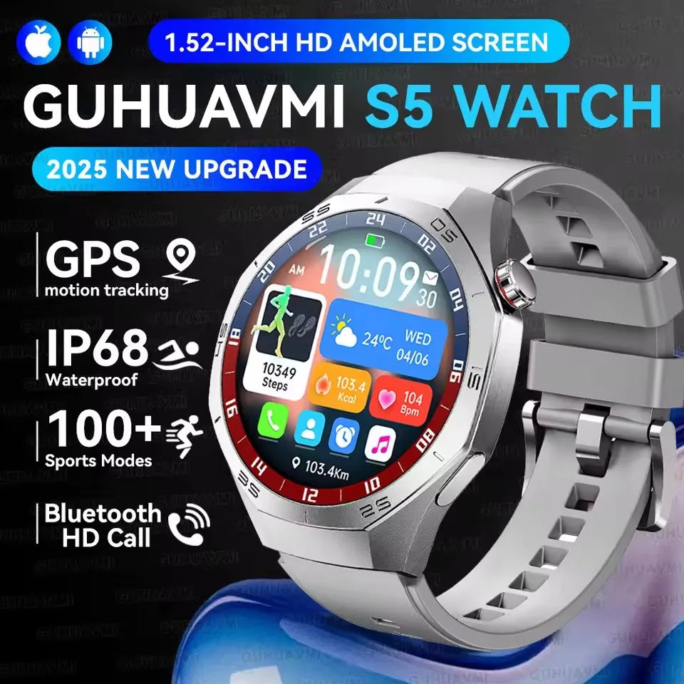 Montre Connectée Watch 5 Pro 2026 - GPS Écran AMOLED 1,52" Appels Bluetooth IP68