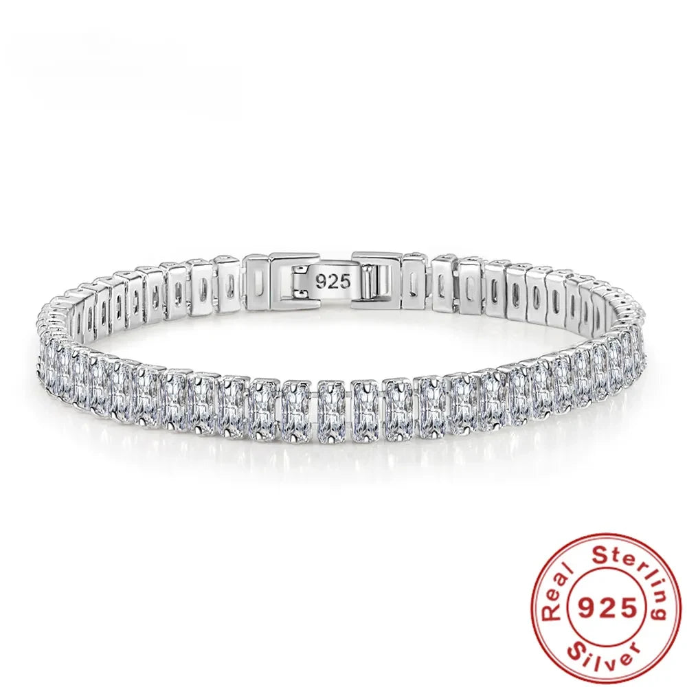 Bracelet Luxe Argent Sterling 925 Cristaux Femme - Mariage Fiançailles 18CM