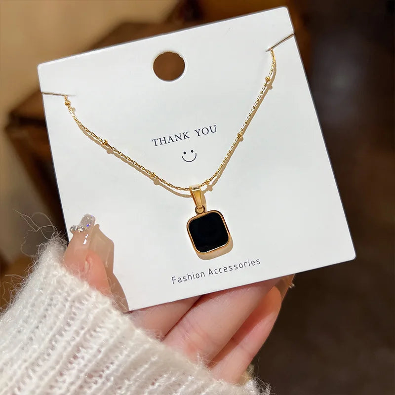 Collier Pendentif Rectangle Géométrique Mixte - Acier Inoxydable Homme
