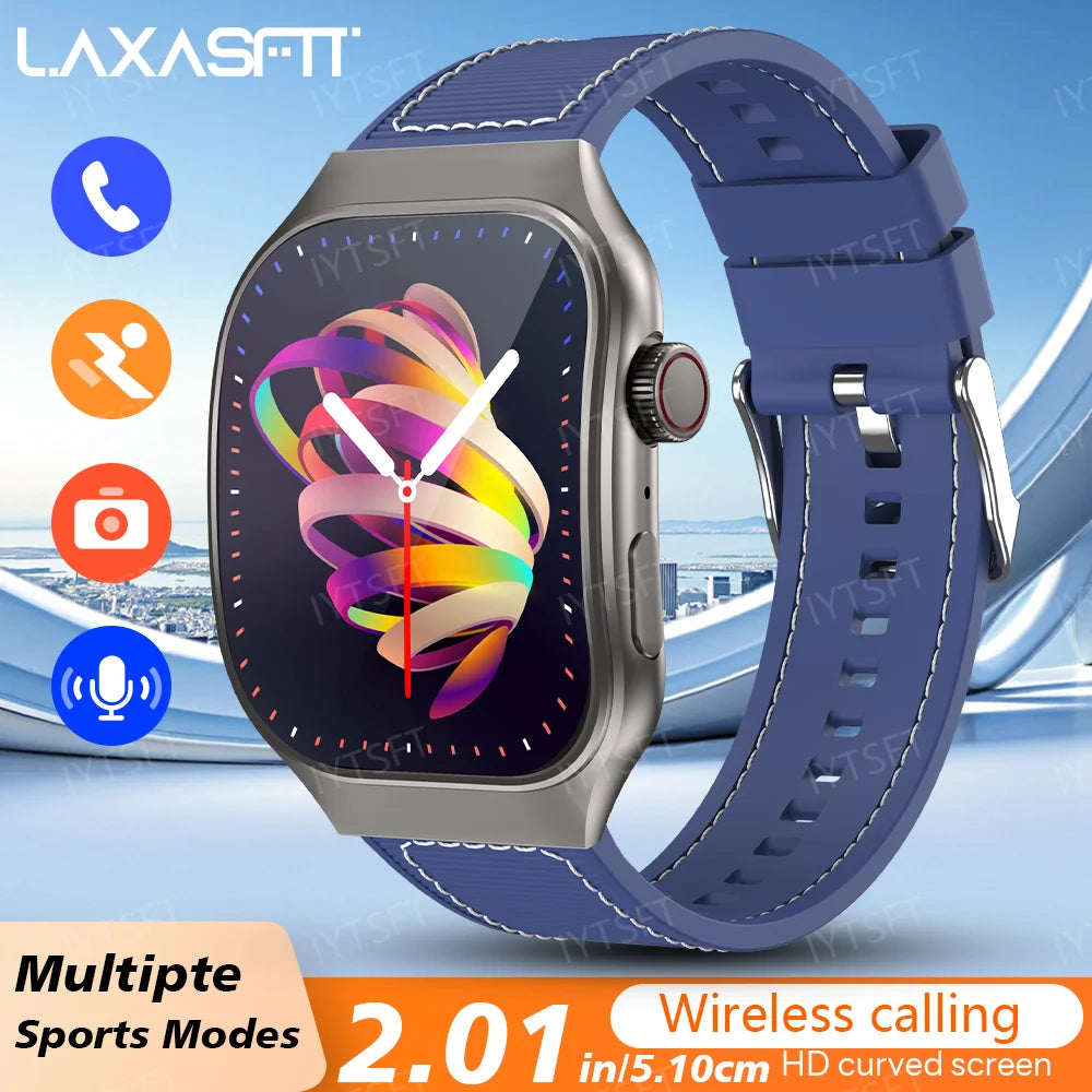 LAXASFIT - Montre Intelligente LAXASFIT 2.01" Écran Incurvé - Bluetooth 5.3 - Appels HD - Modes Sport - Android iOS