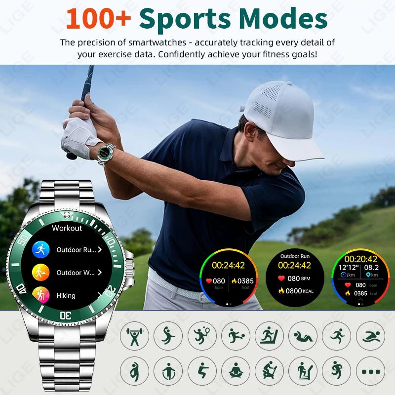 NOUVEAUTÉ 2026 !!! – Montre Homme Connectée LIGE 2026 – Appels Bluetooth, IP68, Écran HD 1.27", Suivi Santé & 100+ Sports