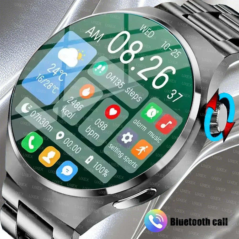 UXEX - Montre connectée 2025 Business 1.52" HD - Appels Bluetooth 5.1 - Bracelet Acier - Suivi Santé - Android iOS