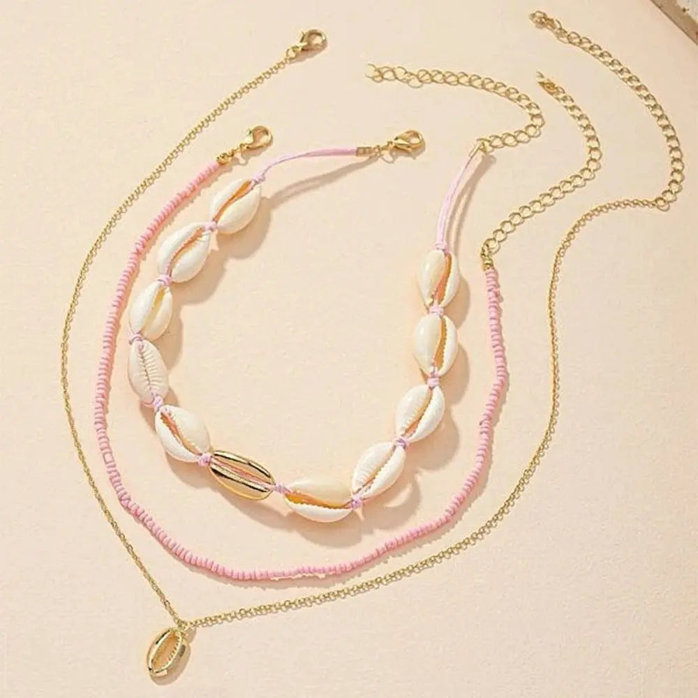 Collier Court Chaîne Perles Géométrique Bohème - Bijou Femme Tendance