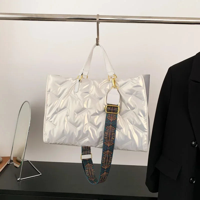 Sac à Main Femme Matelassé Nylon - Cabas Fourre-Tout Rembourré Hiver Designer