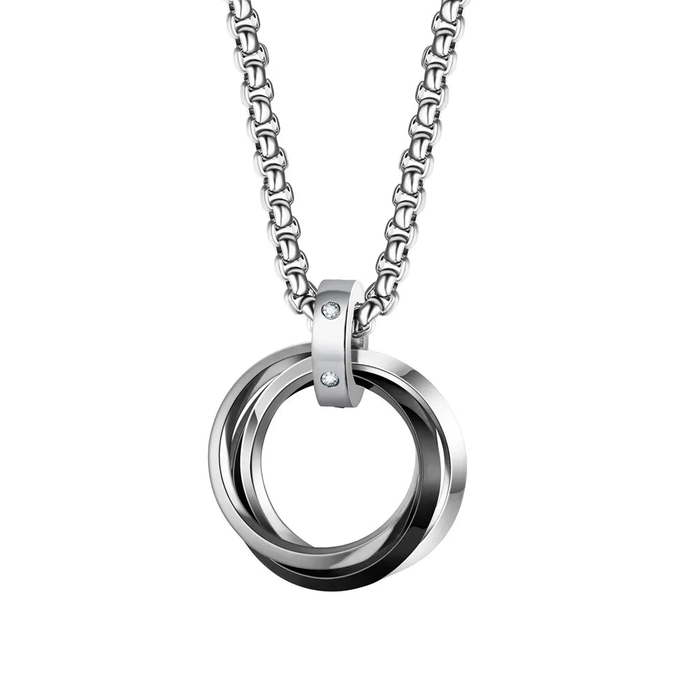 Collier à Trois Cercles Entrelacés Acier Inoxydable - Minimaliste Unisexe Bohème
