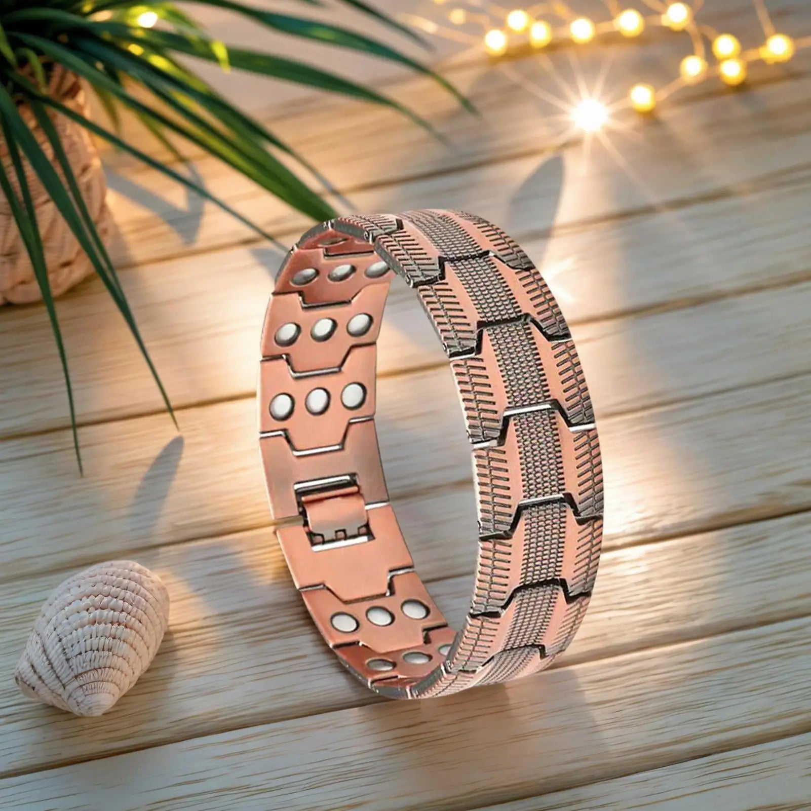 Bracelet Magnétique Cuivre Pur Homme - Thérapie Magnétique 57 Aimants