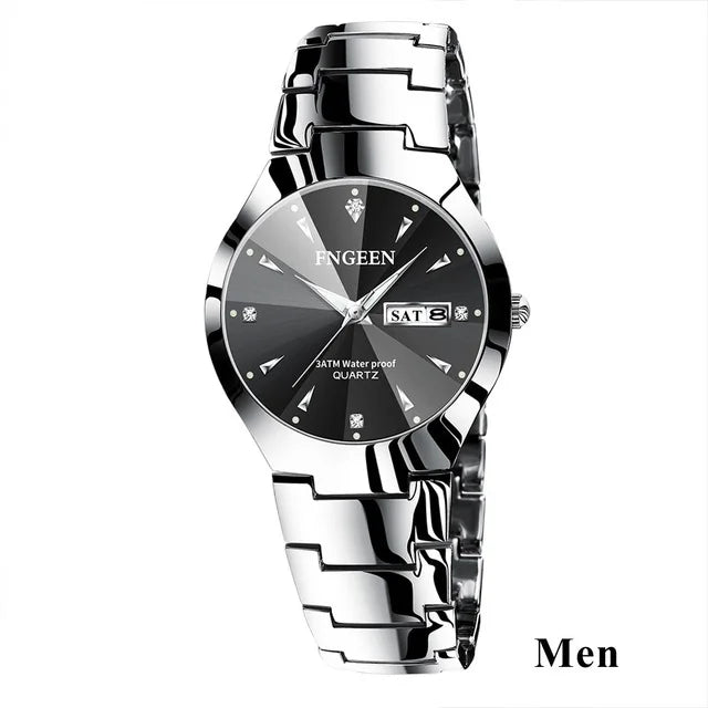 FNGEEN - Montre Couple FNGEEN 5808 - Acier Inoxydable Bicolore Or Rose - Étanche 3 ATM - Cadeau Amoureux