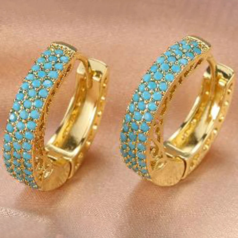 Boucles d'Oreilles Femmes Pendantes Zircon Doré - Bijou Femme Élégant
