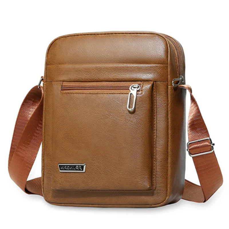 Sacoche Homme Bandoulière Cuir PU Vintage Imperméable - Sacoche Grande Capacité