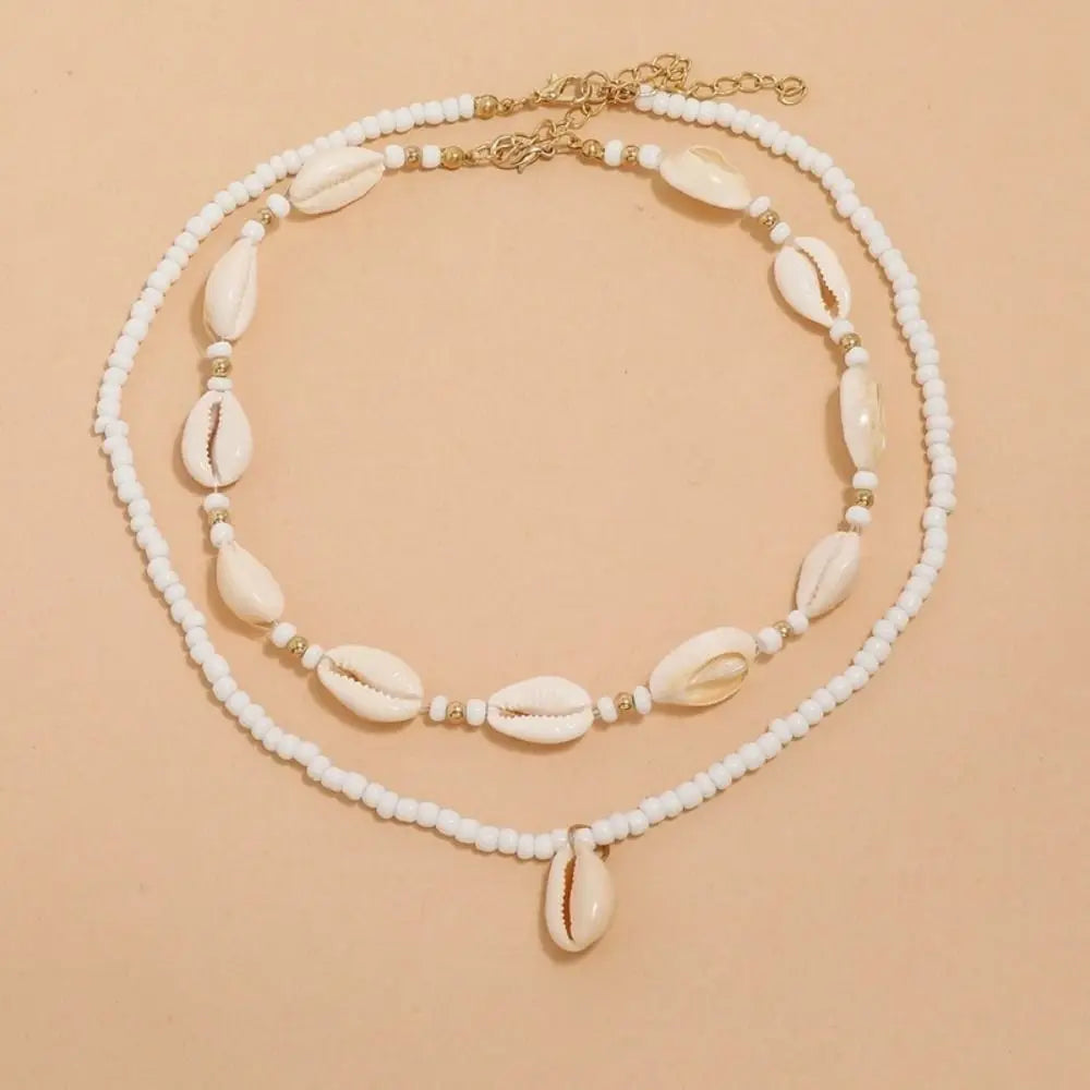 Collier Court Chaîne Perles Géométrique Bohème - Bijou Femme Tendance