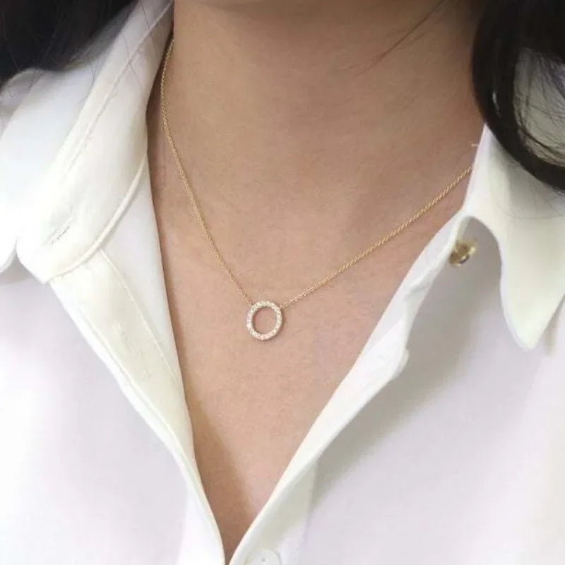 Collier Pendentif Cercle Cristal Élégant - Bijou Femme Tendance
