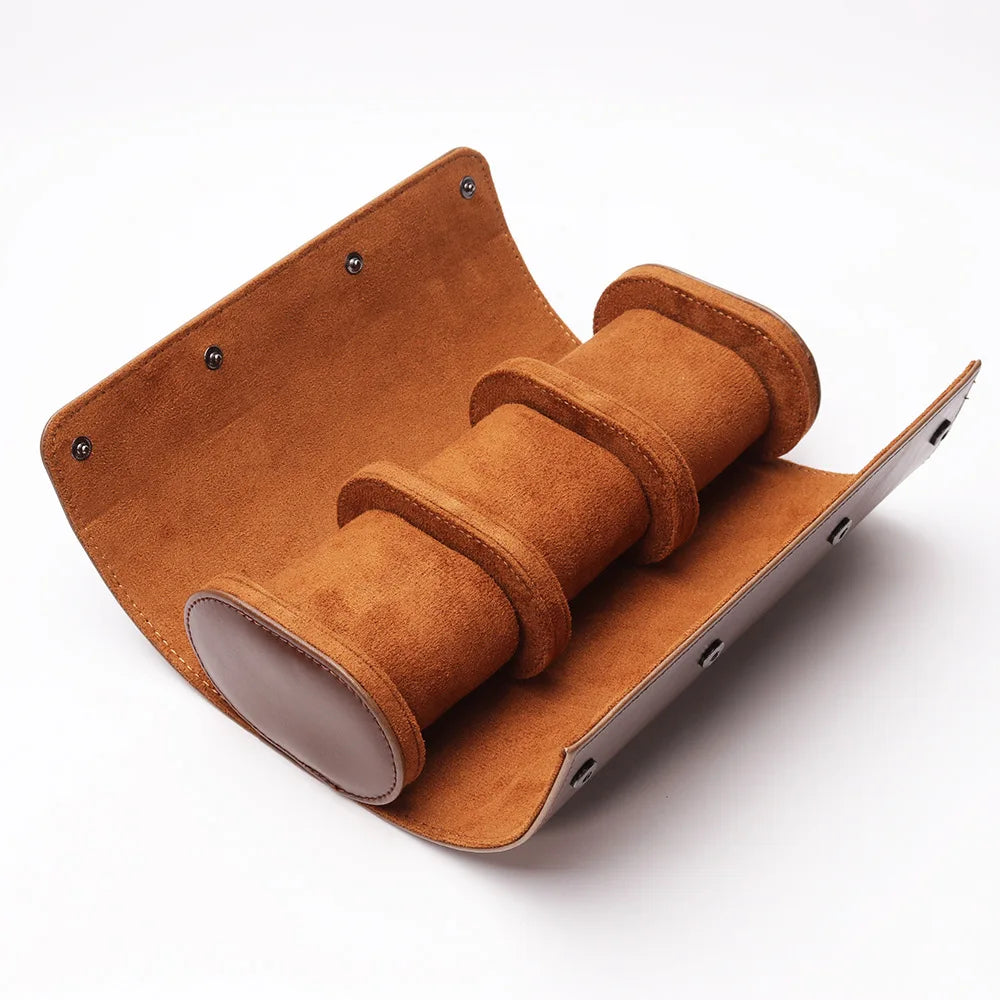 Boîte à Montres - Étui Rouleau Voyage 3 Montres - Cuir Vintage - Portable Chic - Rangement - Cadeau Luxe