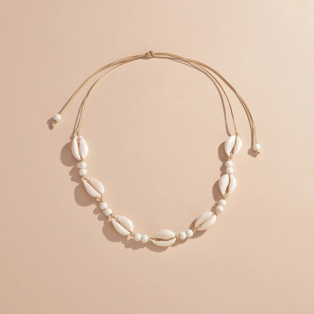 Collier Court Chaîne Perles Géométrique Bohème - Bijou Femme Tendance