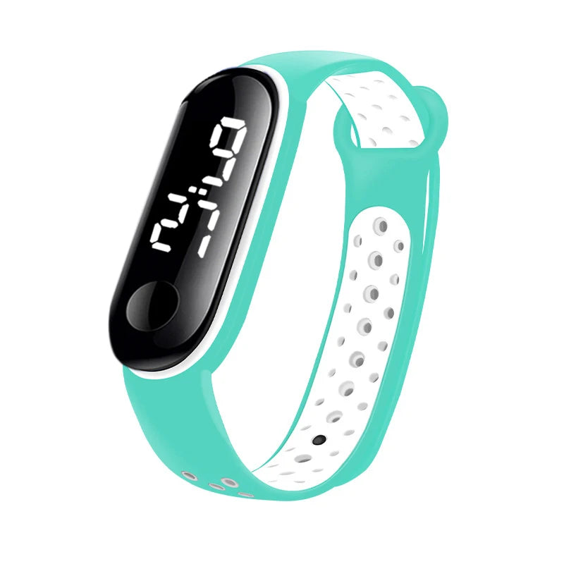 MOONBIFFY - Montre Enfant LED Digitale Sport - Bracelet Silicone Bicolore - Étanche 3 ATM