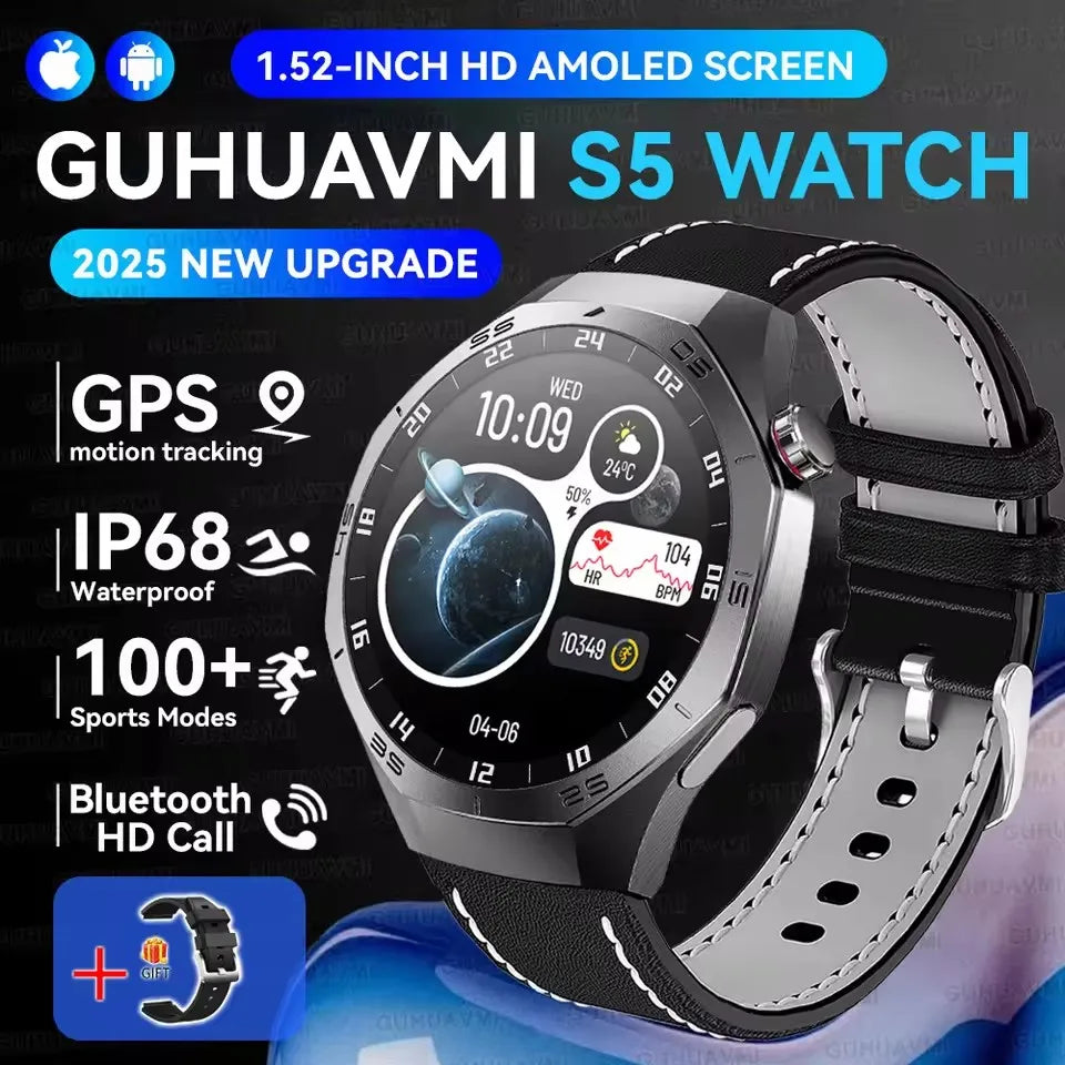 Montre Connectée Watch 5 Pro 2026 - GPS Écran AMOLED 1,52" Appels Bluetooth IP68