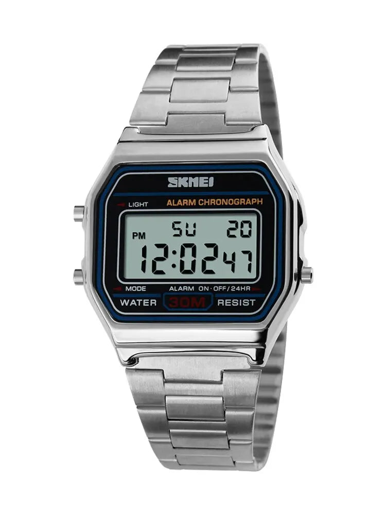 SKMEI - Montre Homme 1123 Digitale Acier Inoxydable Rétro Sport