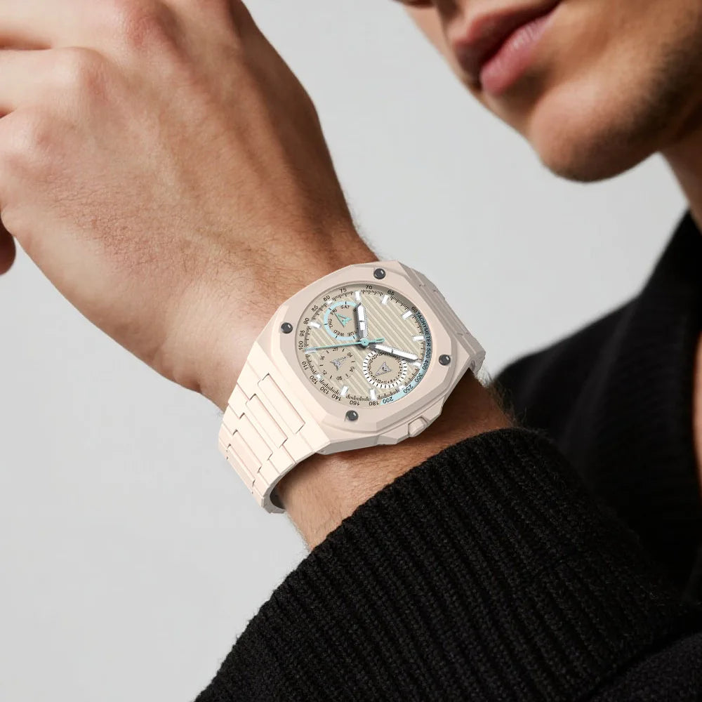 Montre Homme 2026 Polycarbonate Granulaire - Bracelet Léger Étanche Multi-Cadrans Quartz