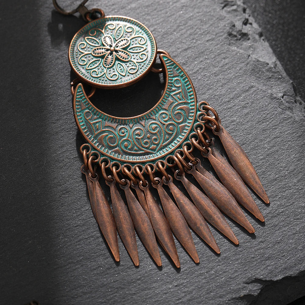Boucles d'Oreilles Femmes à Clip Vintage Bohème Géométriques - Bijou Femme Sans Piercing