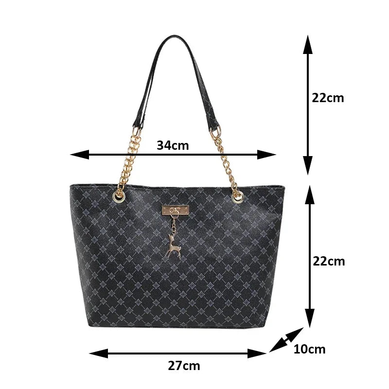 Sac à Main Femme Luxe Texture Plaid Grande Capacité - Cabas Shopping Pompon ABQP