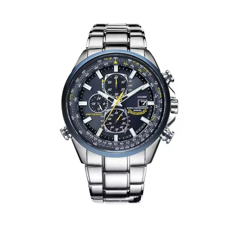 Montre Homme Luxe Quartz 2026 - Acier Inoxydable, Calendrier, Chronographe, Étanche 3 ATM
