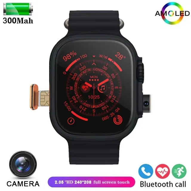Montre Homme Connectée T83 Pro 2026 – 4G Android 10.0, Écran AMOLED 1.96", Caméra 200W, GPS & 100+ Sports